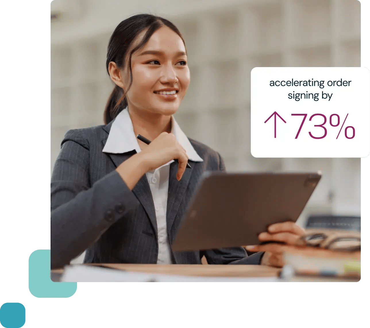 lady with stylus and tablet